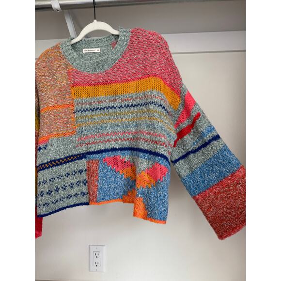 Moon & Madison Women's Multicolor Block Sweater Wool Blend Size XS Oversized - Picture 2 of 8